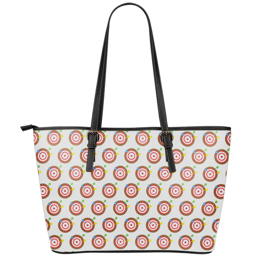 Colorful Darts And Dartboard Print Leather Tote Bag