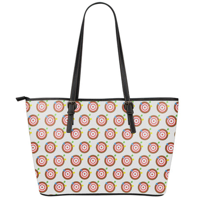 Colorful Darts And Dartboard Print Leather Tote Bag