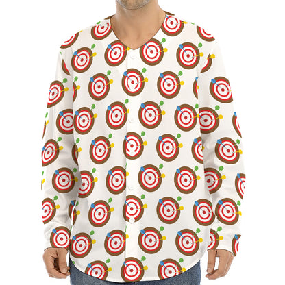 Colorful Darts And Dartboard Print Long Sleeve Baseball Jersey