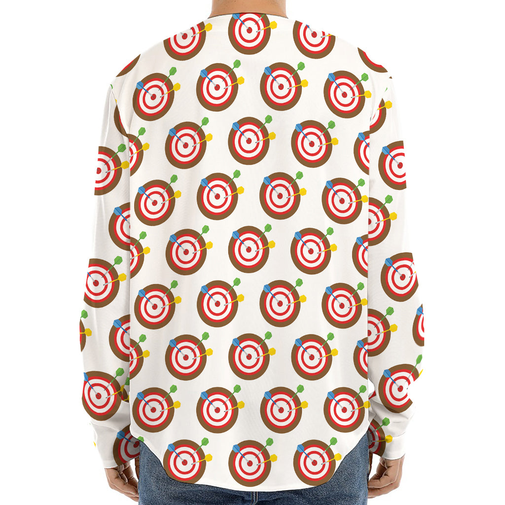 Colorful Darts And Dartboard Print Long Sleeve Baseball Jersey