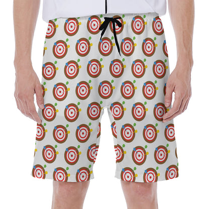 Colorful Darts And Dartboard Print Men's Beach Shorts