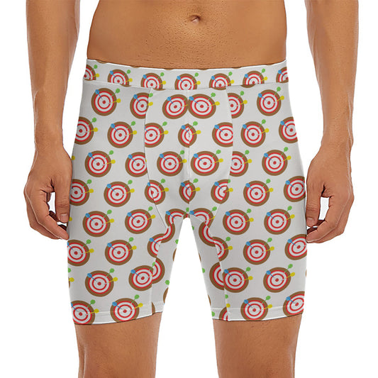 Colorful Darts And Dartboard Print Men's Long Boxer Briefs