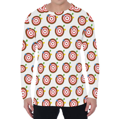 Colorful Darts And Dartboard Print Men's Long Sleeve T-Shirt