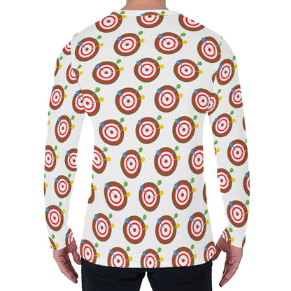 Colorful Darts And Dartboard Print Men's Long Sleeve T-Shirt