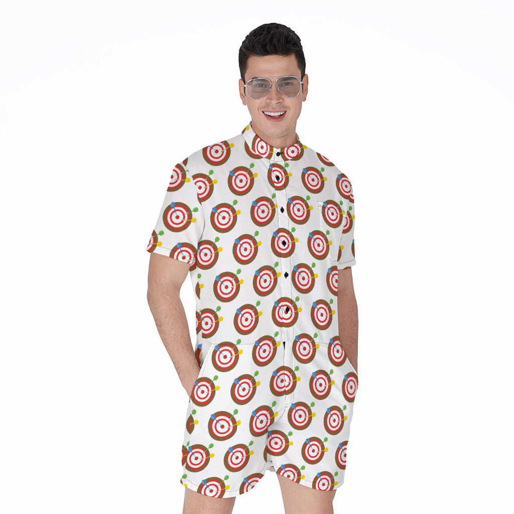 Colorful Darts And Dartboard Print Men's Rompers