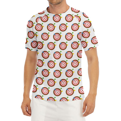 Colorful Darts And Dartboard Print Men's Short Sleeve Rash Guard