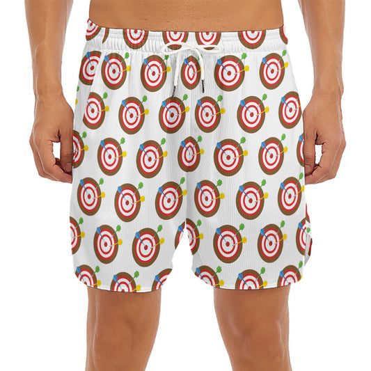 Colorful Darts And Dartboard Print Men's Split Running Shorts