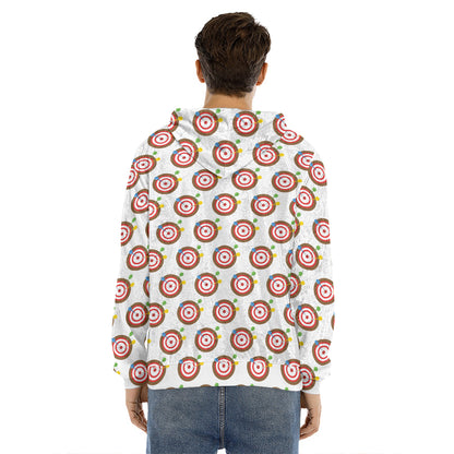 Colorful Darts And Dartboard Print Men's Velvet Pullover Hoodie