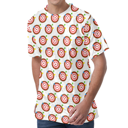 Colorful Darts And Dartboard Print Men's Velvet T-Shirt