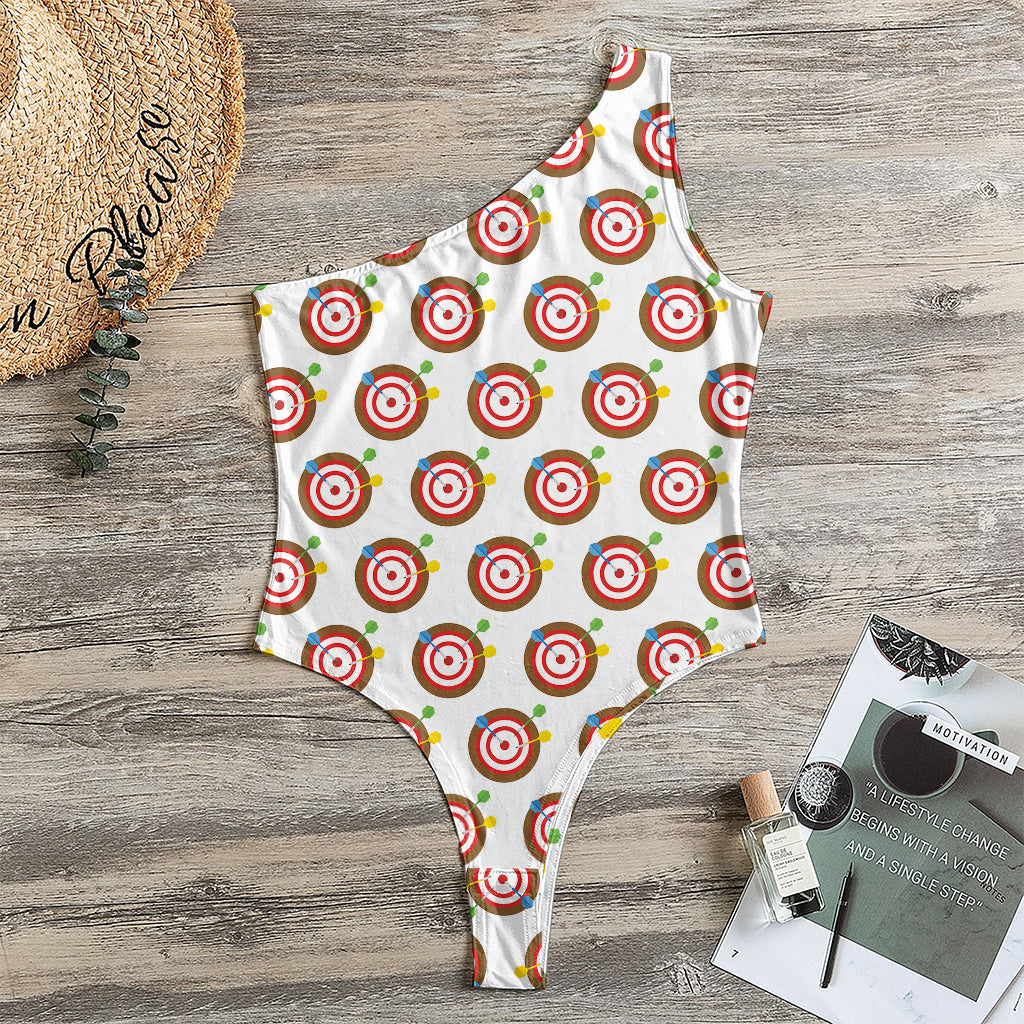 Colorful Darts And Dartboard Print One Shoulder Bodysuit
