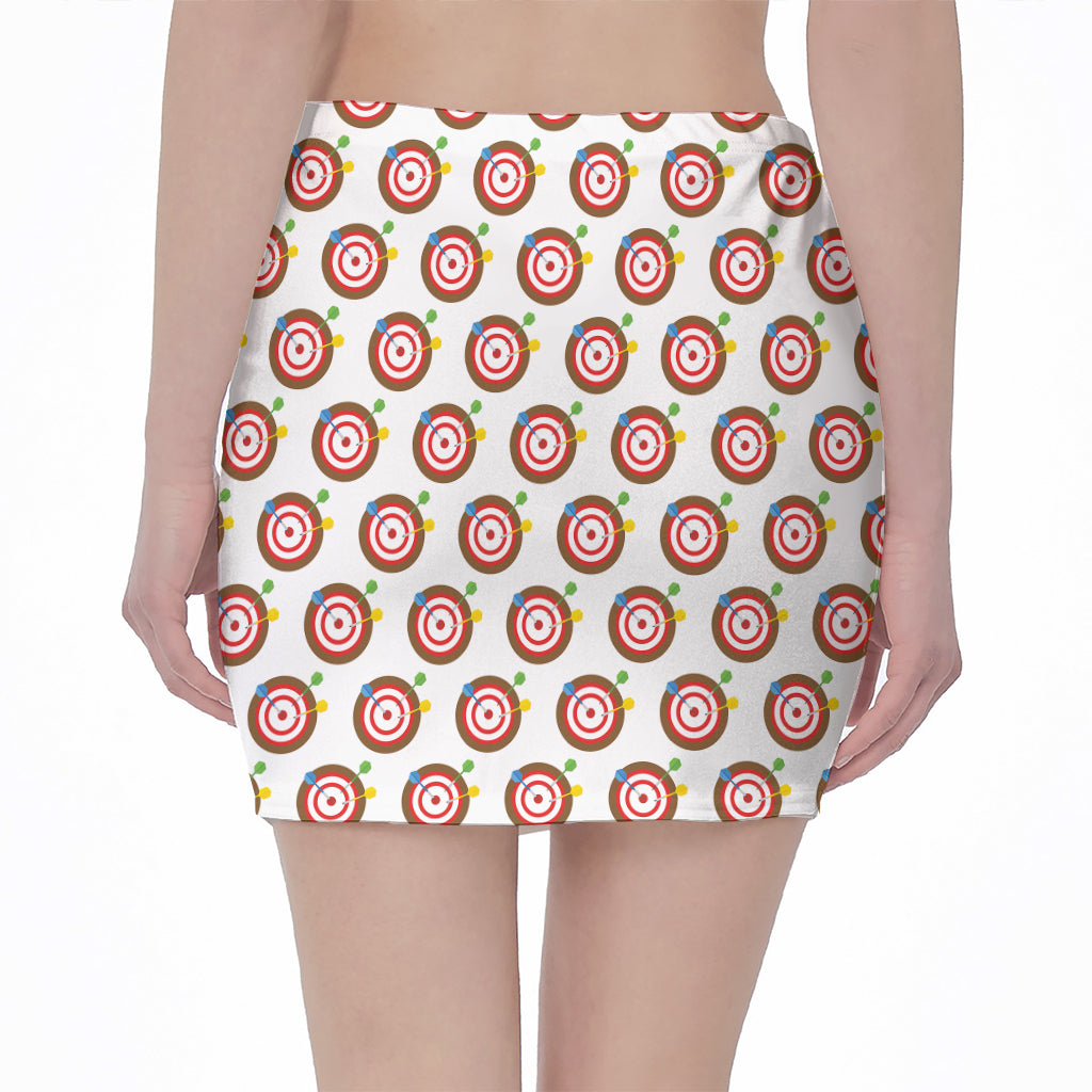 Colorful Darts And Dartboard Print Pencil Mini Skirt