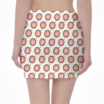 Colorful Darts And Dartboard Print Pencil Mini Skirt