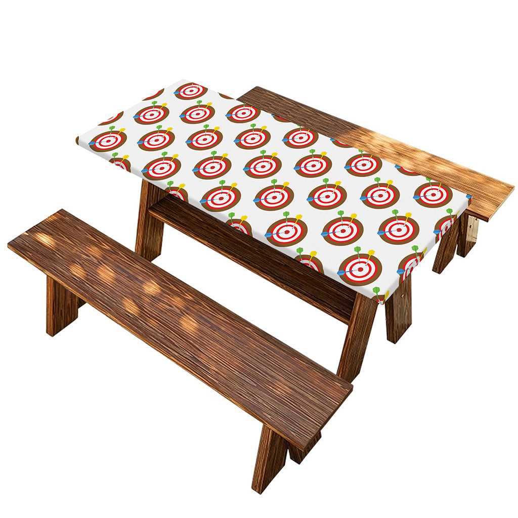 Colorful Darts And Dartboard Print Picnic Table Cover
