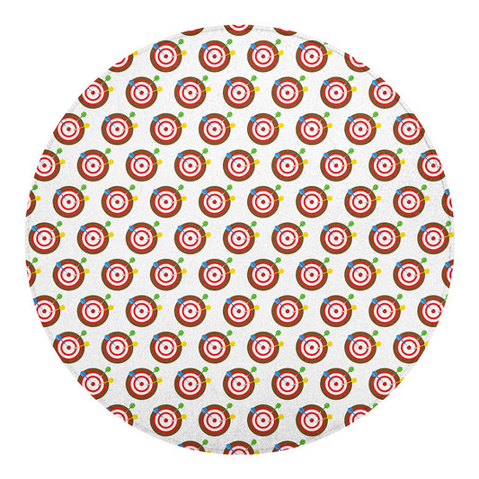 Colorful Darts And Dartboard Print Round Blanket
