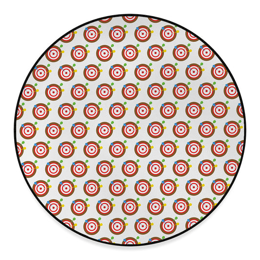Colorful Darts And Dartboard Print Round Floor Mat
