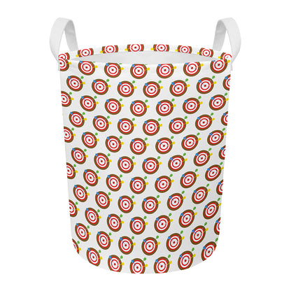 Colorful Darts And Dartboard Print Round Laundry Basket