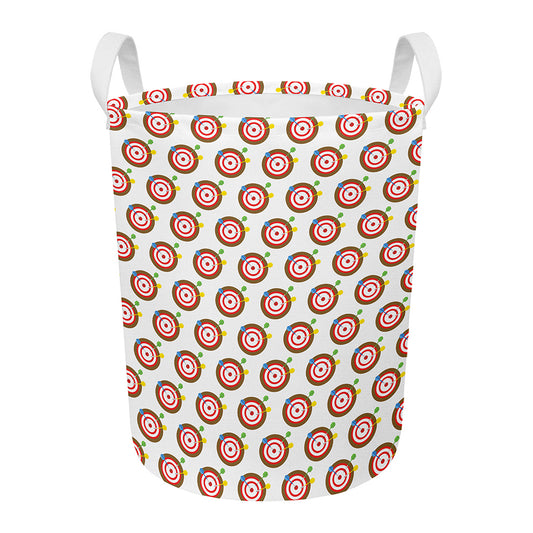 Colorful Darts And Dartboard Print Round Laundry Basket