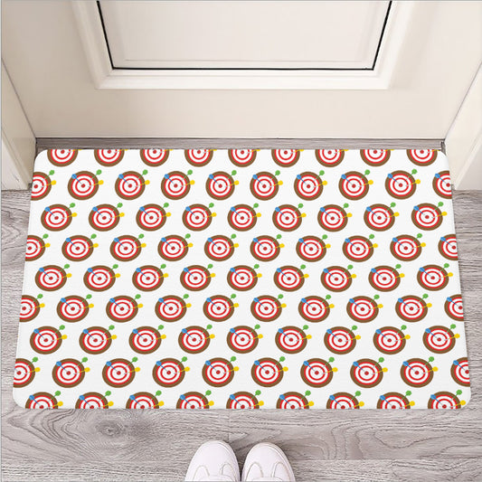 Colorful Darts And Dartboard Print Rubber Doormat