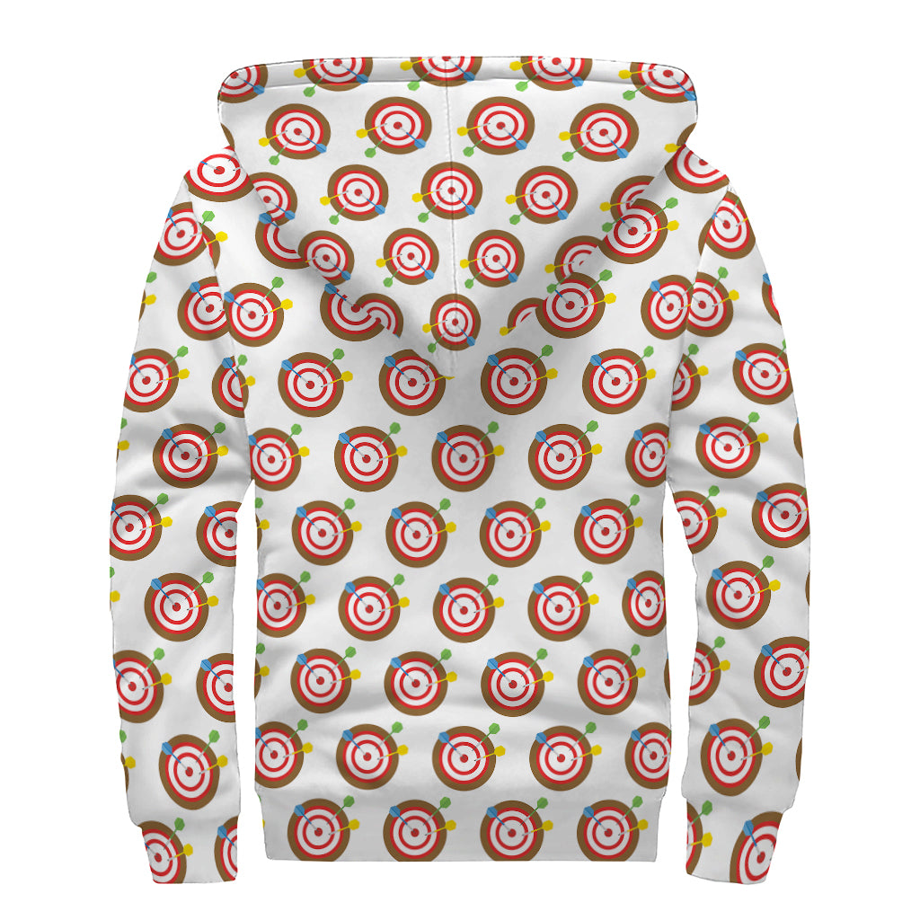 Colorful Darts And Dartboard Print Sherpa Lined Zip Up Hoodie