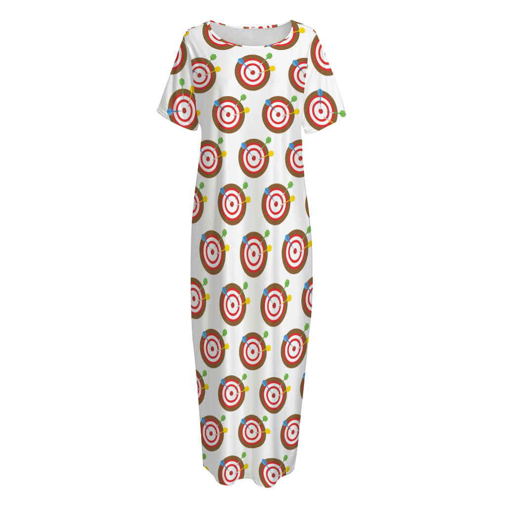 Colorful Darts And Dartboard Print Short Sleeve Long Nightdress