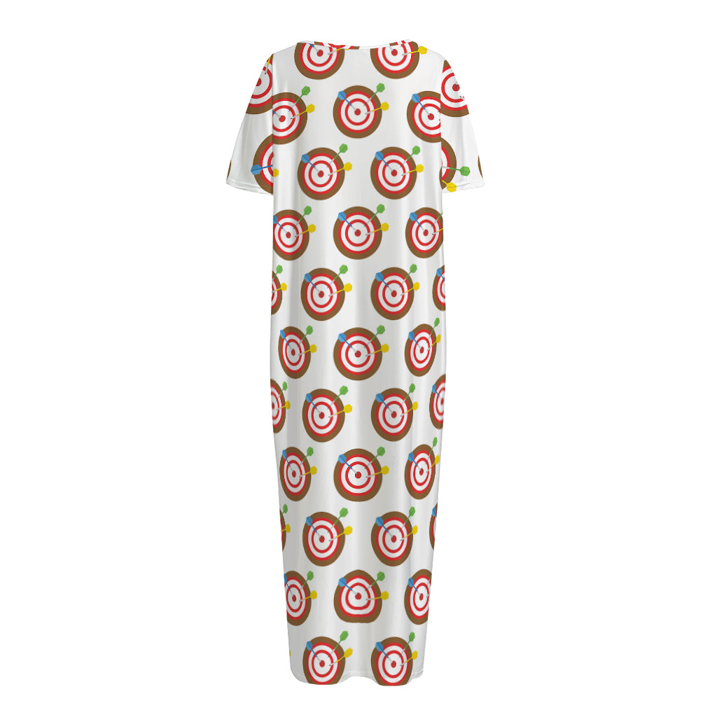Colorful Darts And Dartboard Print Short Sleeve Long Nightdress
