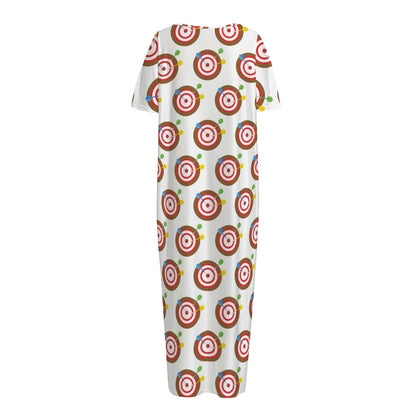 Colorful Darts And Dartboard Print Short Sleeve Long Nightdress