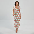 Colorful Darts And Dartboard Print Short Sleeve Maxi Dress