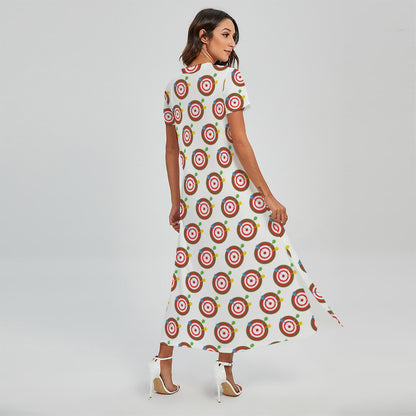 Colorful Darts And Dartboard Print Short Sleeve Maxi Dress