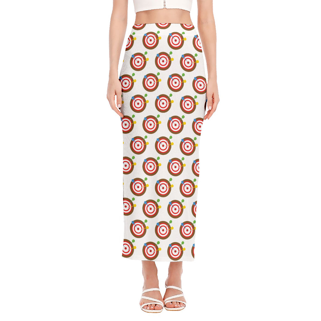 Colorful Darts And Dartboard Print Side Slit Maxi Skirt
