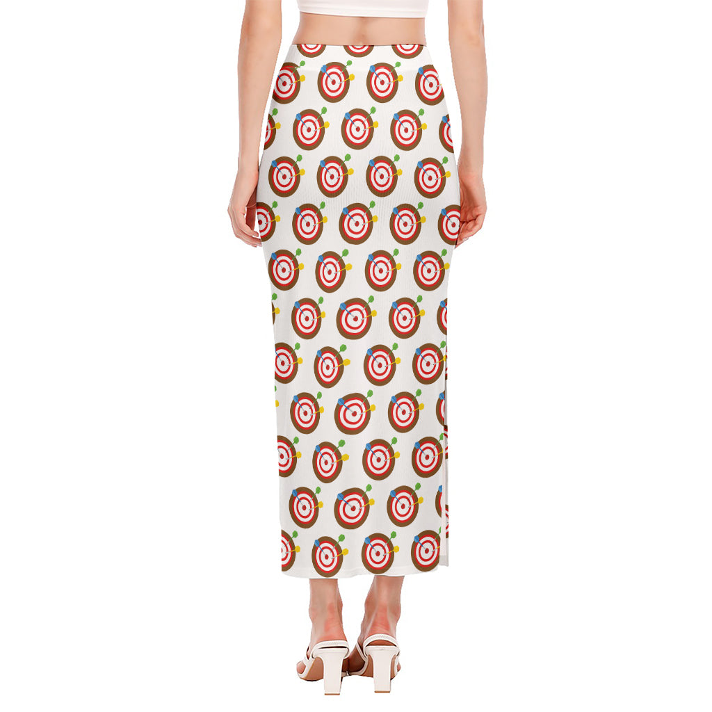 Colorful Darts And Dartboard Print Side Slit Maxi Skirt