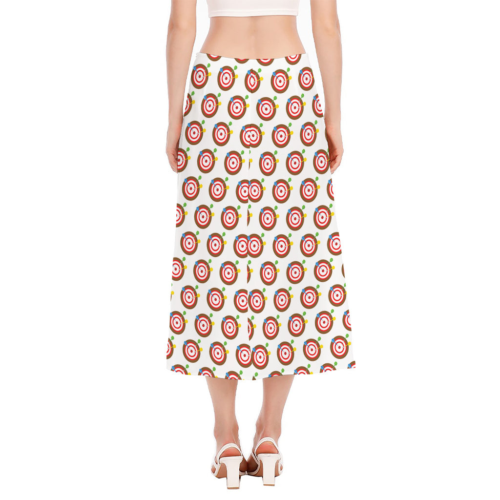 Colorful Darts And Dartboard Print Side Slit Midi Skirt