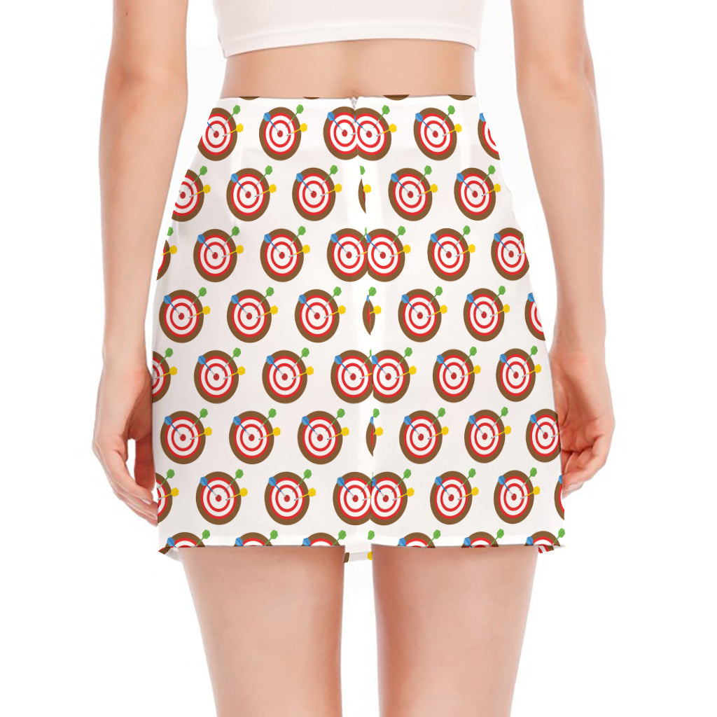 Colorful Darts And Dartboard Print Side Slit Mini Skirt
