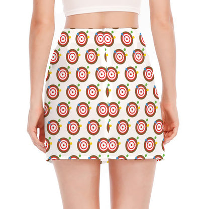 Colorful Darts And Dartboard Print Side Slit Mini Skirt