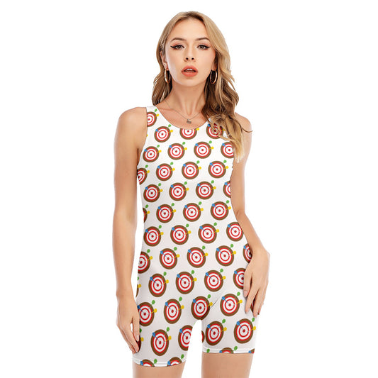 Colorful Darts And Dartboard Print Sleeveless One Piece Swimsuit