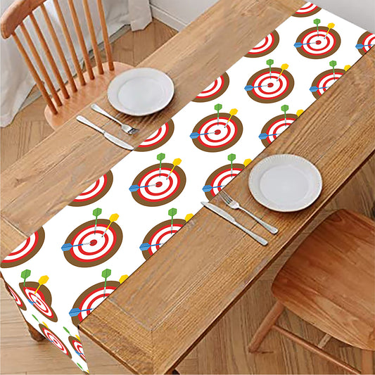 Colorful Darts And Dartboard Print Table Runner
