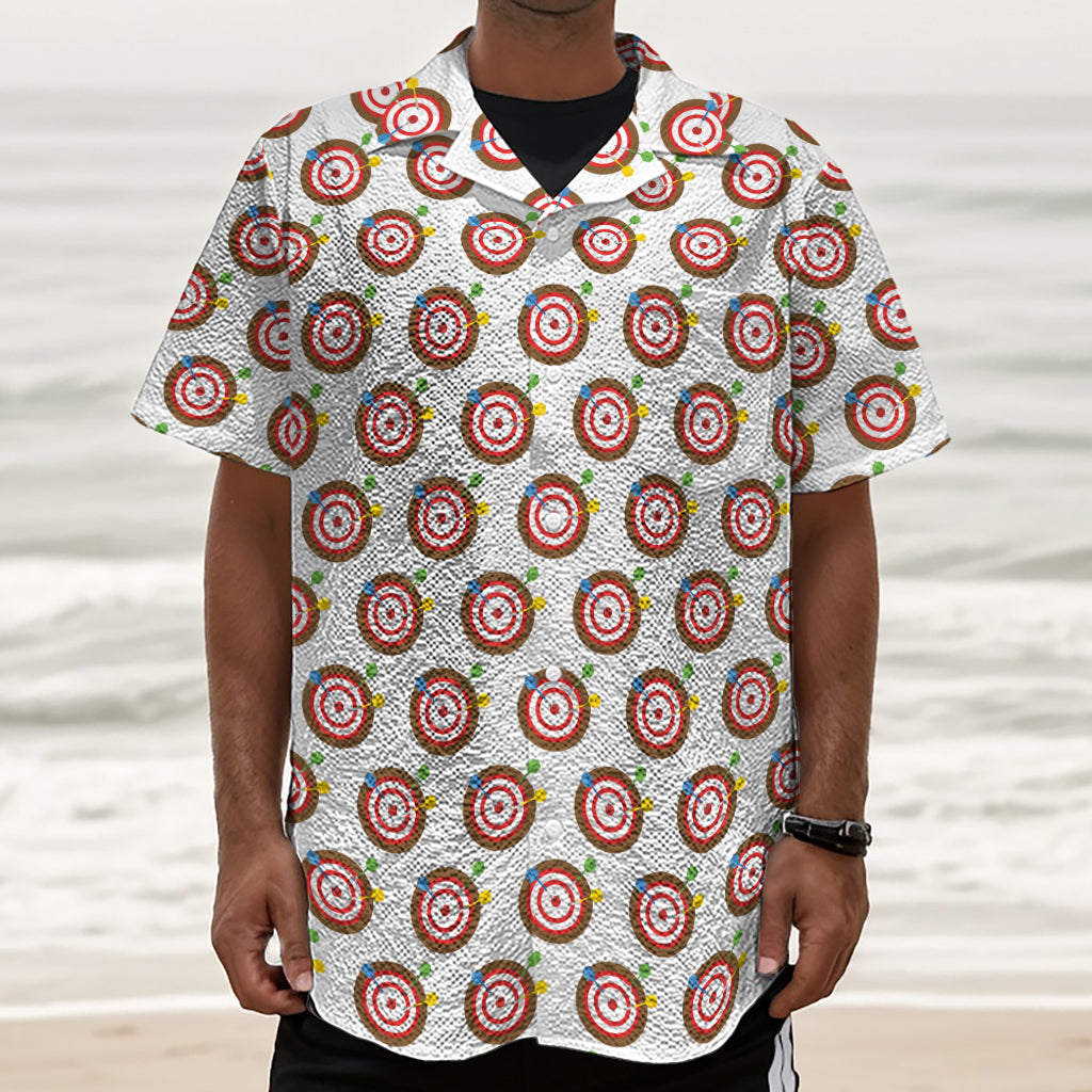 Colorful Darts And Dartboard Print Textured Short Sleeve Shirt