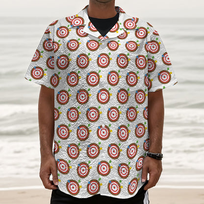 Colorful Darts And Dartboard Print Textured Short Sleeve Shirt