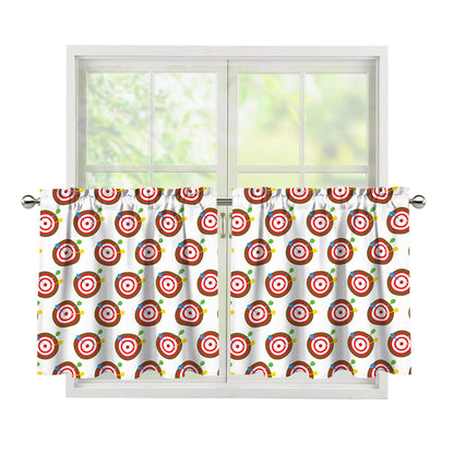 Colorful Darts And Dartboard Print Tier Curtains