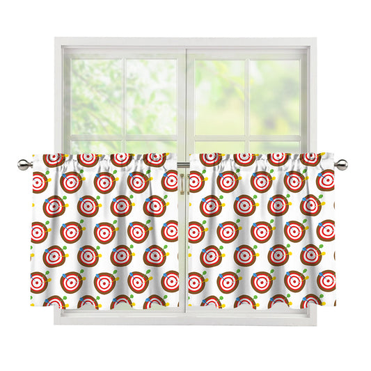 Colorful Darts And Dartboard Print Tier Curtains