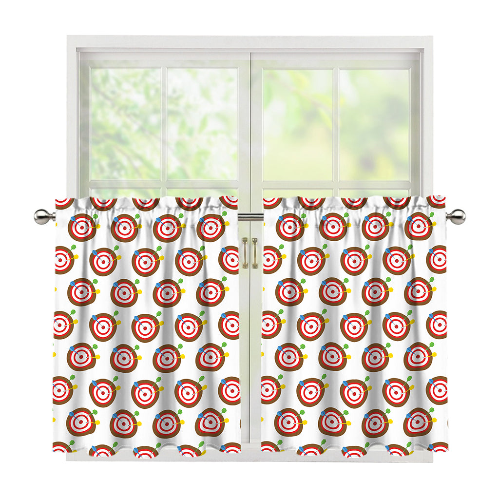 Colorful Darts And Dartboard Print Tier Curtains