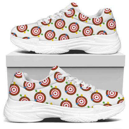 Colorful Darts And Dartboard Print White Chunky Shoes