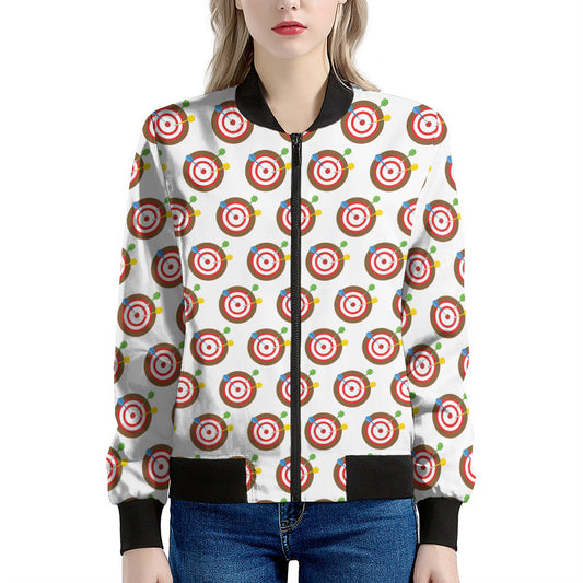 Colorful Darts And Dartboard Print Women's Bomber Jacket