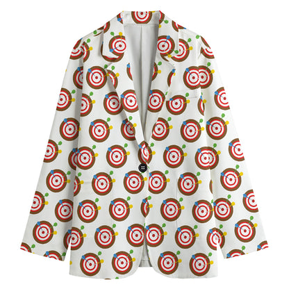 Colorful Darts And Dartboard Print Women's Cotton Blazer