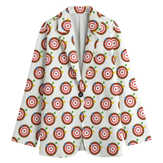 Colorful Darts And Dartboard Print Women's Cotton Blazer
