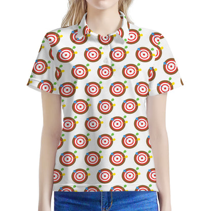 Colorful Darts And Dartboard Print Women's Polo Shirt