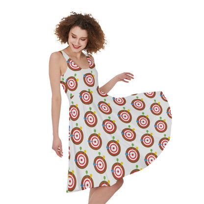 Colorful Darts And Dartboard Print Women's Sleeveless Dress