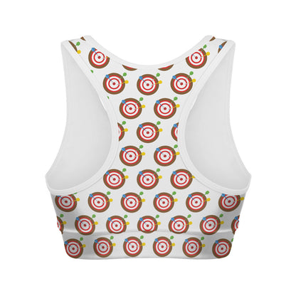 Colorful Darts And Dartboard Print Women's Sports Bra