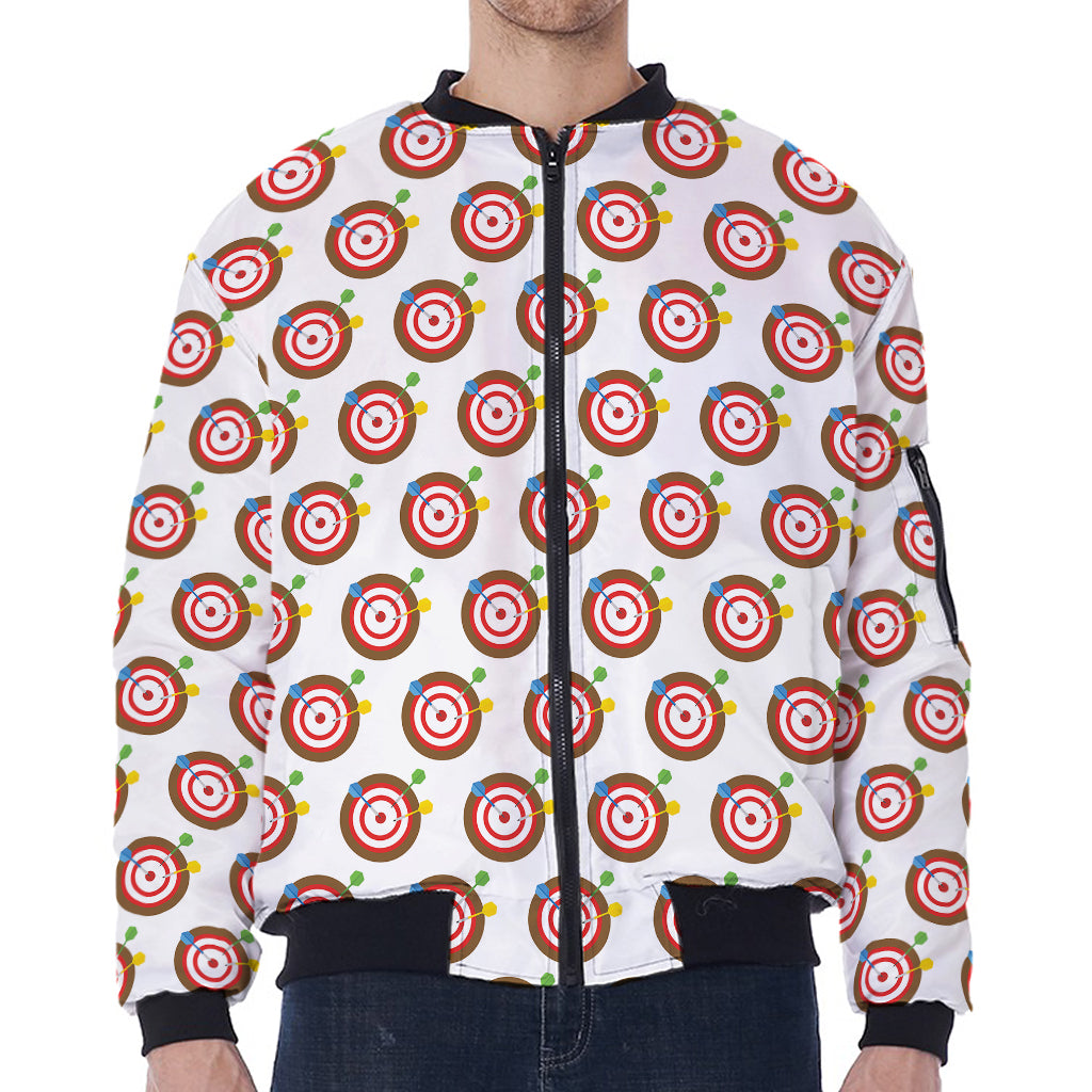 Colorful Darts And Dartboard Print Zip Sleeve Bomber Jacket