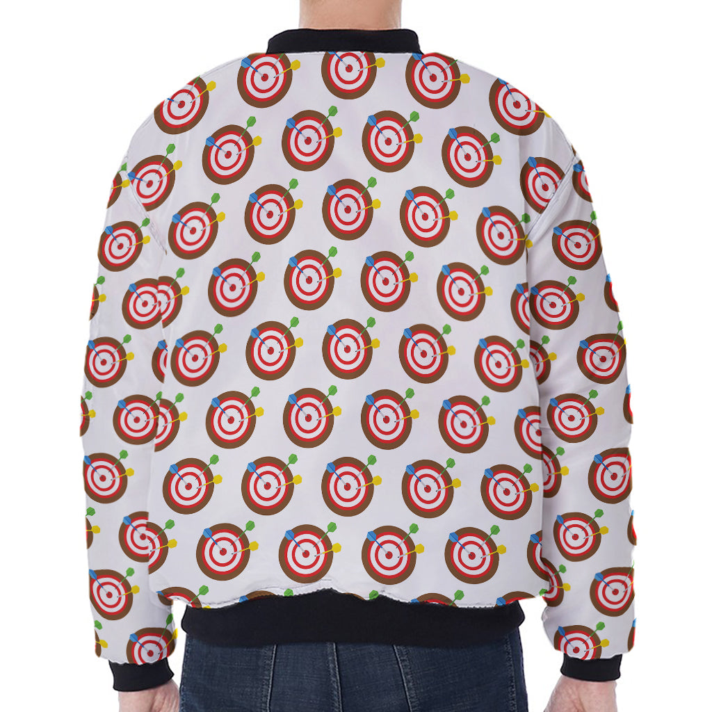 Colorful Darts And Dartboard Print Zip Sleeve Bomber Jacket