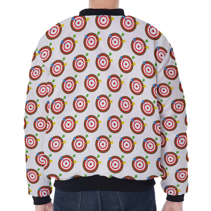 Colorful Darts And Dartboard Print Zip Sleeve Bomber Jacket